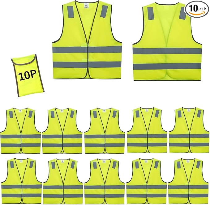 Lavori-AK Safety Vests 10 Pack Yellow Reflective